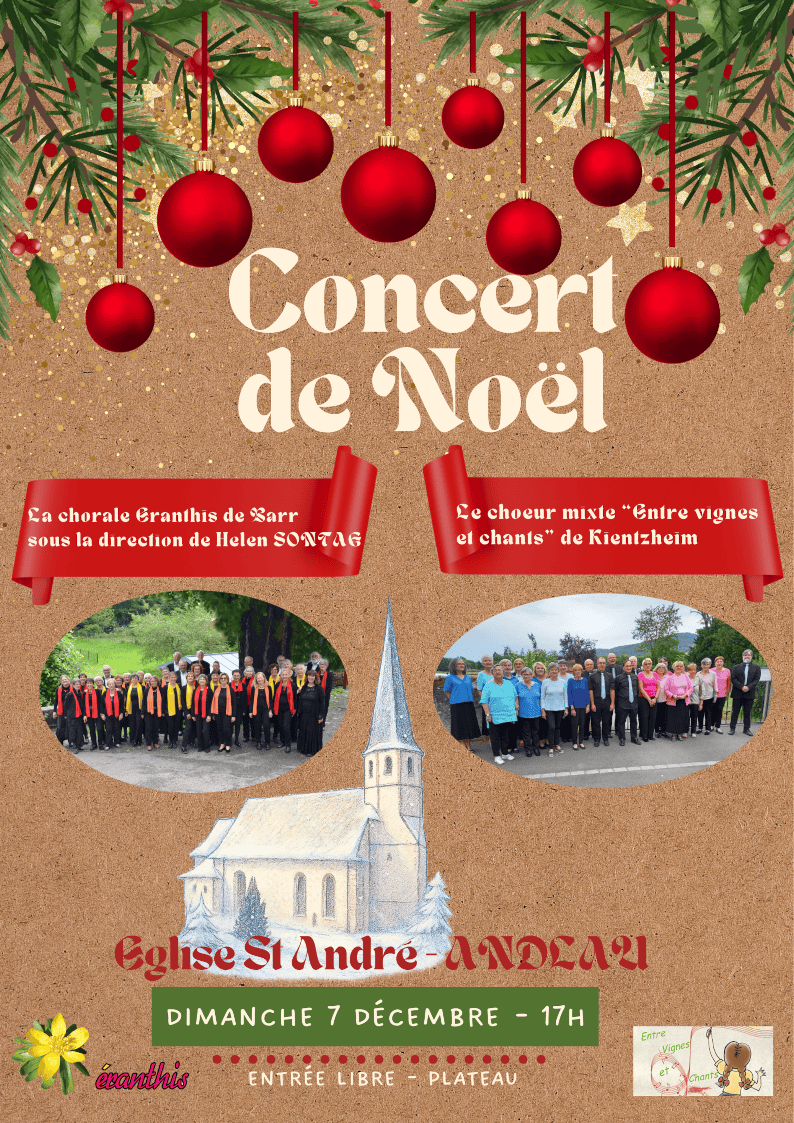 7 déc 2025, concert à ANDLAU avec le chœur « Entre Vignes et Chants »